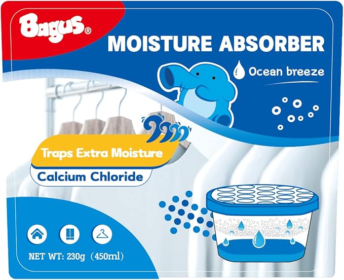 Bagus Moisture Absorbers Boxes (4 Pack) - 10.5 Oz Dehumidification Containers for Closet, Bathroom, Storage, Kitchen, Car,
