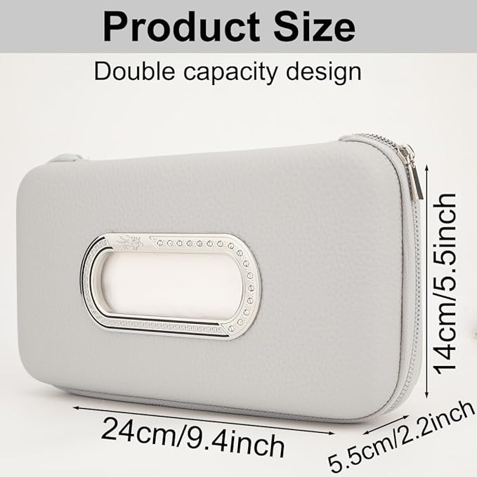 Car Tissue Holder, Sun Visor Napkin Holder, Car Visor Tissue Holder, Luxury PU Leather Backseat Tissue Case Holder (Grey)