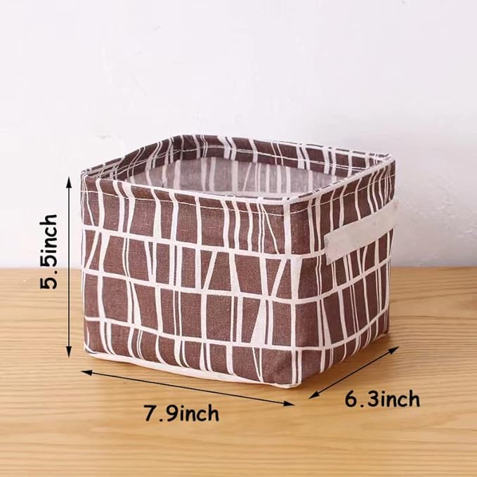 Foldable Storage Basket - Set of 6 Small Collapsible Canvas Containers Organizers with Handle for Home Decor or Storing Toys,