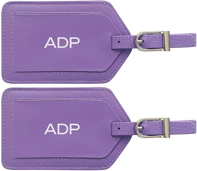 Personalized Monogrammed Leather Luggage Tags - 2 Pack