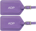 Personalized Monogrammed Leather Luggage Tags - 2 Pack