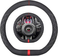 Suede D Shape Steering Wheel Cover,Compatible with Abarth 595 595C 695 695C Fiat 500 500C Suede Leather Sport Non-Slip Wheel Cover Car Interior Accessories 15 inch for Man and Women