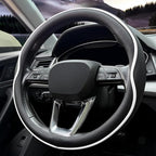 HAOTULE Leather Steering Wheel Cover， with Anti-Slip Stripe Design - Enhanced Grip, Fashion Style, Safe, Non-Slip, Breathable