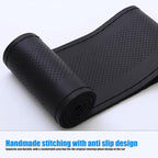 Pack-1 Leather Steering Wheel Cover, Universal Non-Slip Stitch On Wrap, DIY Car Wheel Cover Protector with Needle and Thread 