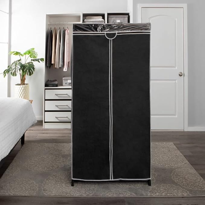 Simplify, Organizer, for Clothes and Accessories, Heavy Duty, Hanging Rod, Easy to Assemble in Black 36" Wide Portable Closet