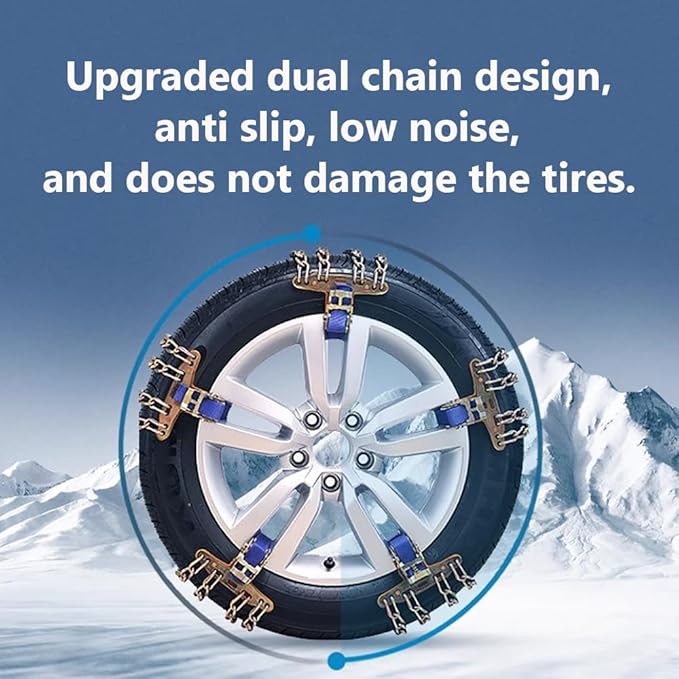 Snow Chains, Snow Tire Chains for Car SUV Pickup Trucks, Adjustable Universal Emergency Thickening Anti-skid Traction Chains,