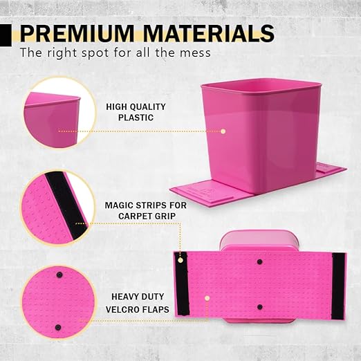 Car Trash Can 1.4 Gallon with Stability Flap & Magic Strips — No-Tip Leakproof Car Garbage Bin for Car Floor, Mats, Front or Back Seat, SUV, Truck, Van, Vehicle Interior Organizer (Pink)