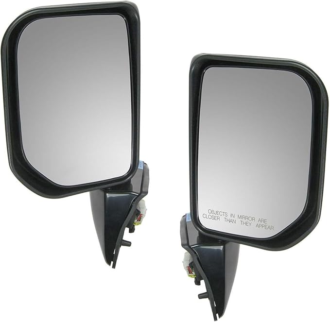 TRQ 2 Piece Driver and Passenger Side Mirror Assembly Set Electric Adjustment Non-Heated No Memory Black Compatible with 2007