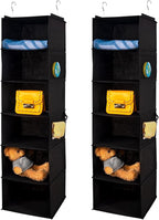 BrilliantJo 6 Shelves Hanging Closet Organizer, 2 Pack Hanging Storage with 4 Side Pockets for Clothes Shoes, 43.5"x12"x12"(B