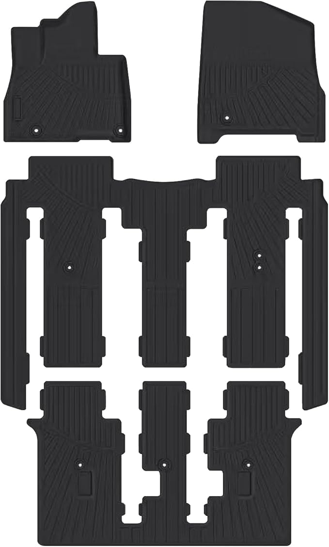 Powerty Floor Mats for 2022-2025 2026 Kia Carnival Gas Accessories All Weather Floor Liner 3D TPE 1st & 2nd Row Floor Mat Heavy-Duty Floor Liners (ONLY for 8 Seats, NOT for Prestige & Hybrid Models)