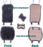 OGLAND 2 Pack Fuzzy Fluffy Fur Sheepskin Car Seat Covers for Auto Soft Cozy Wool Universal Seat Cushion Accessories Automobil