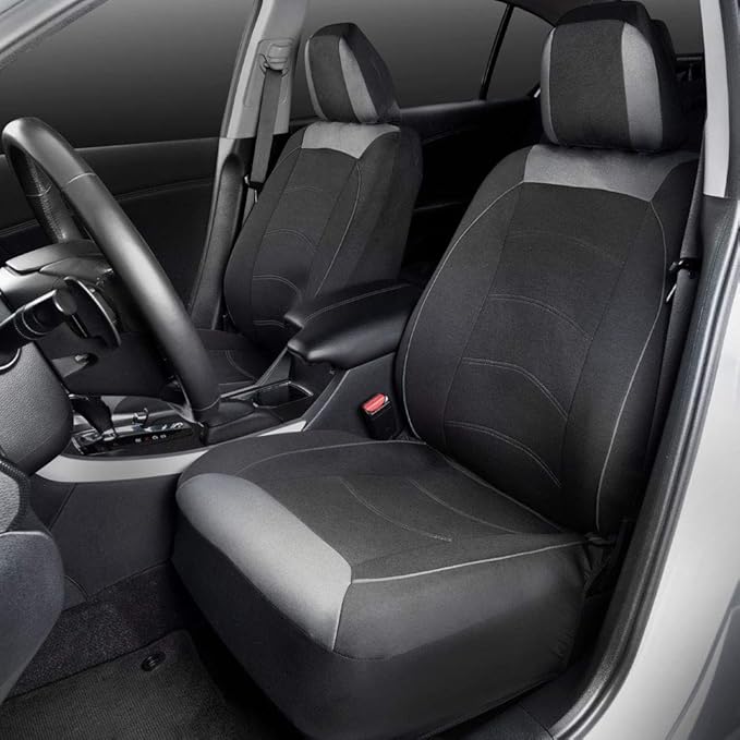 Motor Trend (2) Car Seat Covers for Front Seats with (2) Trimmable Car Floor Mats – Universal Fit Auto Accessories for Cars, 