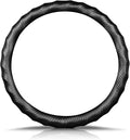 Ergocar Carbon Fiber Material Steering Wheel Cover Anti-Slip Breathable Sweat Absorbent Fashionable Sport Steering Wheel Sleeve for The Round Shape 15"（37.5-38cm）-Black Ripple