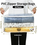 10 PCS Clear Zippered Storage Bags with Handle, Sweater Storage with Zipper, Foldable Closet Organizer Bed Sheet Organizer, C