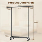 Clothes Rack for Hanging Clothes: Clothing Coat Garment Rolling Racks with Wheels Shelf Portable Closet Storage Organizer War
