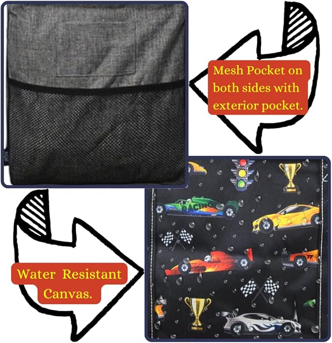 NGIL Extra Large Utility Tote Reusable Grocery Organizing Bag Oversized Collapsible for Storage, Picnic,Car, Beach (Racecar-Black)