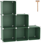 C&AHOME 6-Cube Storage Organizer, Stackable Storage Cubes Shelves, Portable Bookshelf, Plastic Clothing Storage Closet Organi