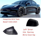 Compatible with Tesla Model Y Side Mirror Cover Replacement 2021 2022 2023 2024, Left Driver Side Rearview Mirror Cover Cap for Model Y Accessories(Black)