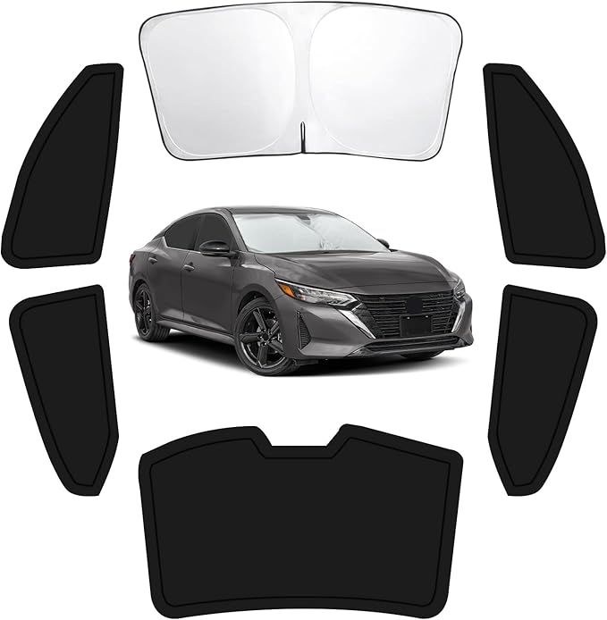 6PCS Car Window Shades for Nissan Sentra 2020-2024, Window Covers for Sentra Windshield Side Rear Windows, Full Set Privacy Protection Car Sunshade with UV Blocking for Camping Napping