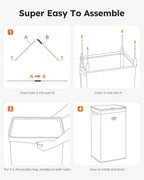 SOLEDI Laundry Hamper with Lid 100L Large & Tall Collapsible Laundry Basket, Clothes Hamper with Bag Removable Easy to Carry,