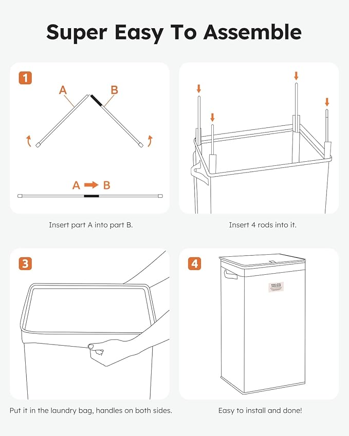 SOLEDI Laundry Hamper with Lid 100L Large & Tall Collapsible Laundry Basket, Clothes Hamper with Bag Removable Easy to Carry,