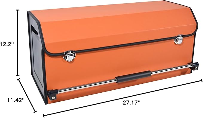 XCF Car Trunk Organizer for SUV, Collapsible Leather Car Storage Trunk Organizer with Lid and Sturdy Handle Car Trunk Leather