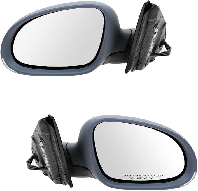 TRQ 2 Piece Driver and Passenger Side Mirror Assembly Set Electric Adjustment Heated No Memory Black Compatible with 2005-201