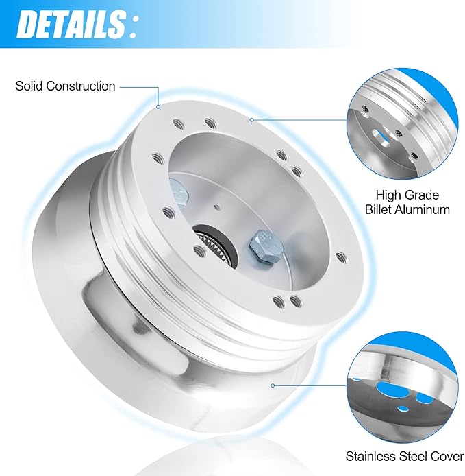5 & 6 Hole Billet Steering Wheel Hub Adapter Compatible with 1969-1994 Chevrolet Chevy GM Flaming River Ididit Buick Jeep Pontiac Oldsmobile