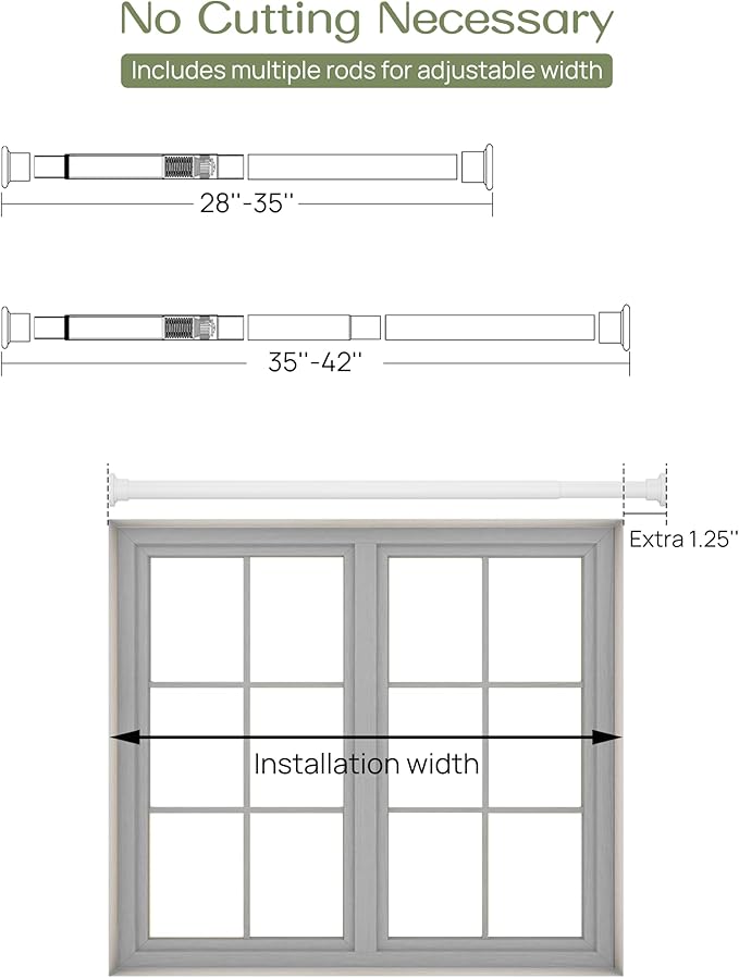 ALLZONE Heavy Duty Tension Shower Curtain Rod 28-42 Inches for Bathroom, Window, Non-Slip, Adjustable with Strong Spring Pole