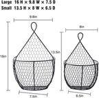 ERYTLLY Metal Fruit And Vegetable Storage Hanging Basket Wall Mounted, For Kitchen Black Wire Baskets for Flowers, Fruits and