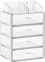 Yieach 5 Tier Clear Acrylic Makeup Organizers with Drawers,Tiered Countertop Make up Storage Organizer for Dresser Top and Ba
