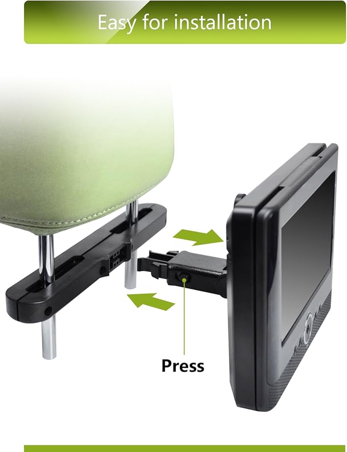 KALLAK Car Headrest Mount Holders for Dual Screen Portable DVD Player, Seat Headrest Brackets for WONNIE/NAVISKAUTO/Sylvania Portable DVD Player, Car DVD Player Headrest Mounts (1 Set)