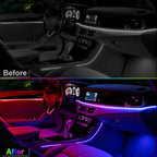 Acrylic Interior Car Ambient Lighting Kits, LED Strip Lights with Wireless APP, Neon Fiber Optic Lights Function LED Strip for Car with Music Modes (10 in 1)