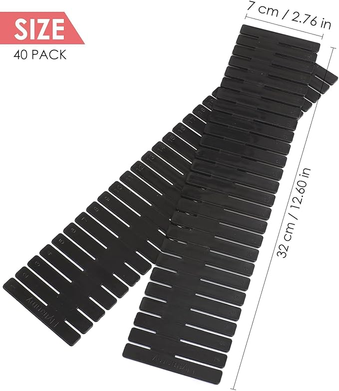 40Pcs Drawer Dividers, Adjustable Drawer Organizer for Socks, Underwear, Makeup, Can Help Tidy Kitchen, Bedroom, Dresser Blac