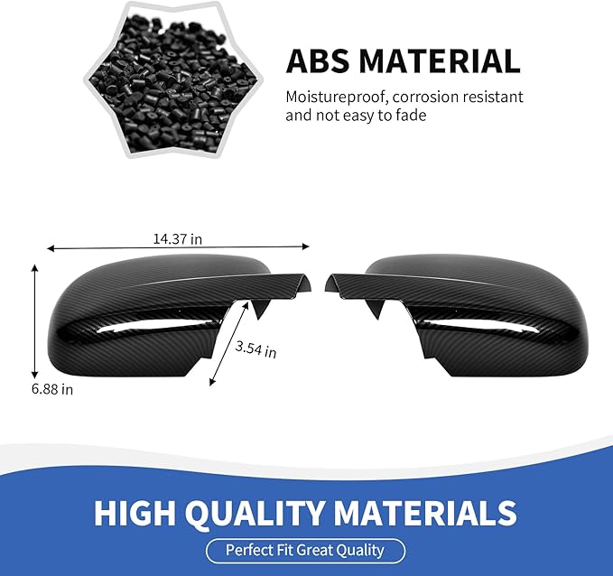 RAZPOY Rearview Mirror Cover Side Mirror Shell Trim Compatible with Chevy Silverado & Suburban & Tahoe & GMC-Yukon & GMC-Sierra & Cadillac Escalade 2007-2013, Carbon Fiber