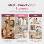 Masirs 360 Rotating Makeup Organizer Countertop - Adjustable Shelf Height - The Perfect Round Spinning Cosmetic Organizer for