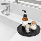Round Decorative Tray Wood Bathroom Counter Organizer Farmhouse Kitchen Decor Wooden Riser for Soap Dish, Perfume, Candle, Sp