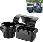 Car Window Storage Organizer, 4-in-1 Car Window Water Cup Holder/Phone Mount, Clip-on Car Door Hanging Box with Hooks, Universal for Most Cars (Black #B)