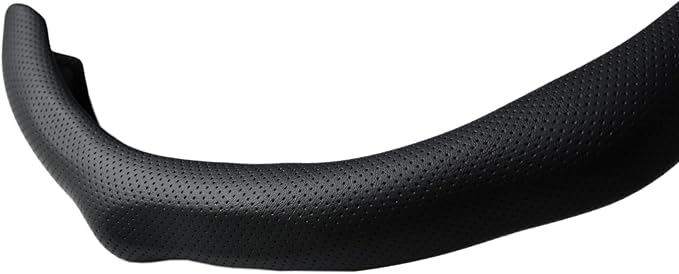 Quick Install Sporty Perforated Nappa Leather Steering Wheel Cover with Yellow Stripes Universal fit 14½" to 15" Car SUV Pick