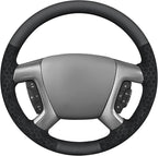 MEWANT Hand Stitch Steering Wheel Cover for Chevy Silverado 1500 Avalanche Real Leather Embossed Athsuede Steering Wrap