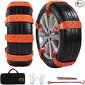 8 Pcs Chains On Wheels,1 Min Quick Fit Easy Installation Tire-Chains,Emergency Non-Slip Cable for Winter Driving on Snow, Ice