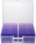 novelinks Transparent 4" x 6" Photo Cases and Clear Craft Keeper with Handle, 16 Inner Photo Organizers & Photo Storage Box, 