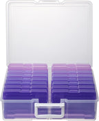 novelinks Transparent 4" x 6" Photo Cases and Clear Craft Keeper with Handle, 16 Inner Photo Organizers & Photo Storage Box, 