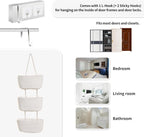 ANTIS'S HOME Over The Door Organizer Hanging Basket, 3-Tier Woven Cotton Wall-Mounted Nursery Storage Organizer Bag Boho Deco
