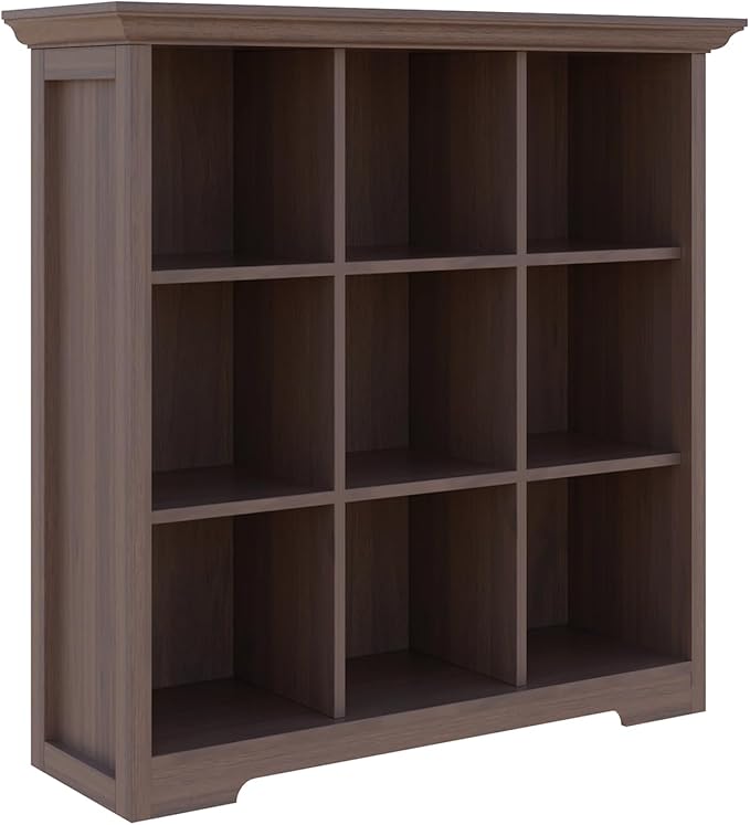 OSCHF Cube Shelf Bookcase with Base - Wooden 3 Tiers Floor Standing Low Storage Cabinet for Home and Office, 9-Cube Lattice B