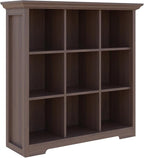 OSCHF Cube Shelf Bookcase with Base - Wooden 3 Tiers Floor Standing Low Storage Cabinet for Home and Office, 9-Cube Lattice B