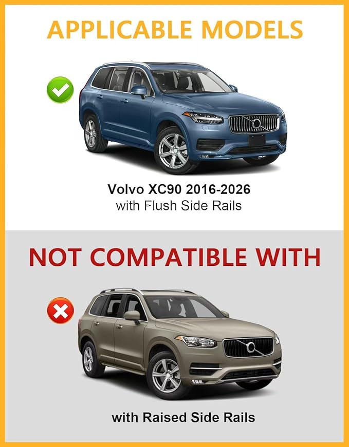 Tuyoung Roof Rack Cross Bars Compatible with Volvo XC90 XC-90 2016-2026, 220lbs Lockable Heavy Duty Aluminum Roof Rails Crossbars Cargo Bars Canoe Snowboard Rooftop Black Carrier Luggage