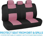 BDK PolyPro Car Seat Covers Full Set in Pink on Black, Front and Rear Split Bench Seat Covers for Cars, Easy to Install Car S