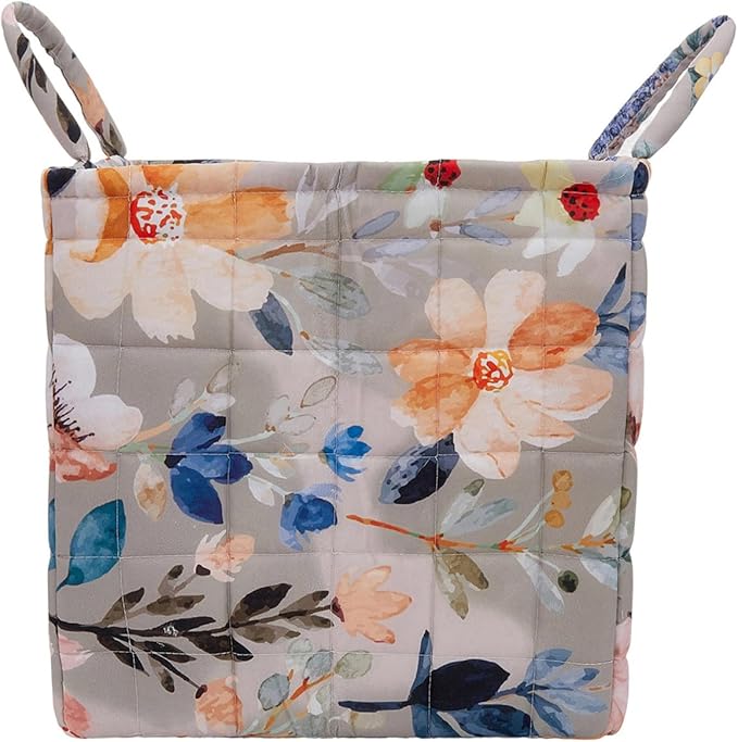 Boho Fabric Storage Basket, Large Capacity Laundry Basket, 12.2'' x 10.23'' x 10.23'' Collapsible Laundry Hamper with Easy Ca