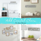 Driftwood Wall Art & DIY Key Holder – Handmade Coastal Home Decor – 17.5" Genuine Weathered Wood Plank with 5 Removable Hooks